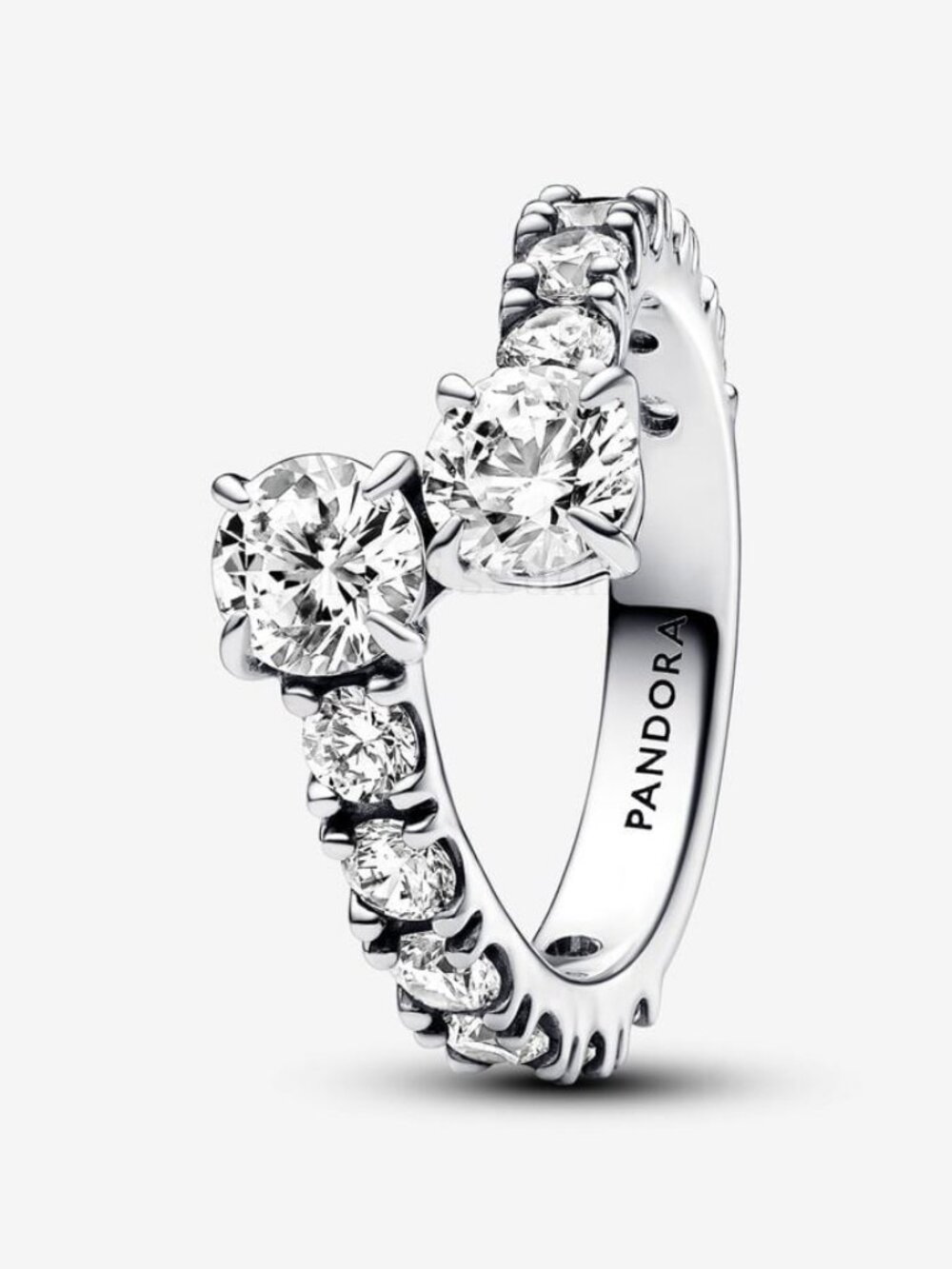Pandora Sparkling Overlapping Band Ring